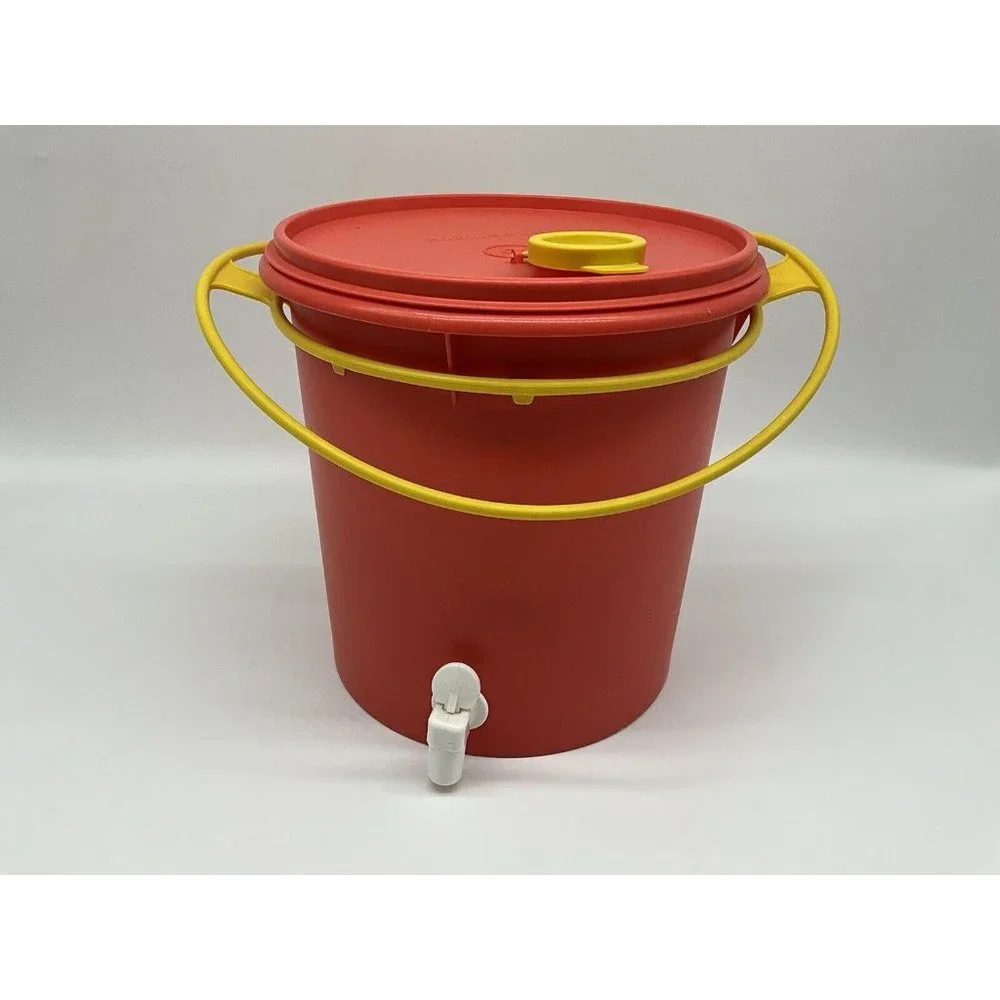 Tupperware Vintage Jumbo Beverage Dispenser 254-7 Plus Lid 595-2 &Hanging Holder